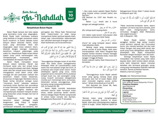 
					Buletin An-Nahdlah Edisi 10: Kesyahduan Bulan Rajab