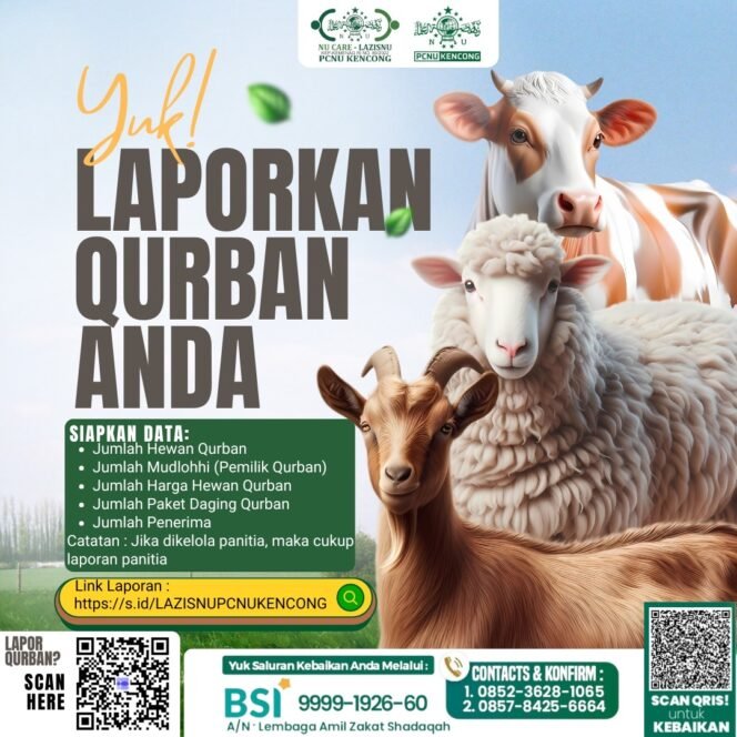 
					Yuk Laporkan Qurban Anda! PCNU Kencong Siapkan Link Resmi Hingga 13 Dzulhijjah