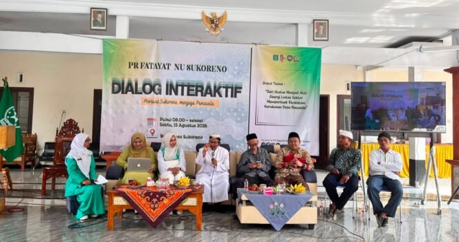 
					“SINERGI LINTAS SEKTOR MEMPERKUAT EKOSISTEM KERUKUNAN DESA PANCASILA; FATAYAT NU RANTING SUKORENO MENGGELAR DIALOG INTERAKTIF LINTAS AGAMA”.